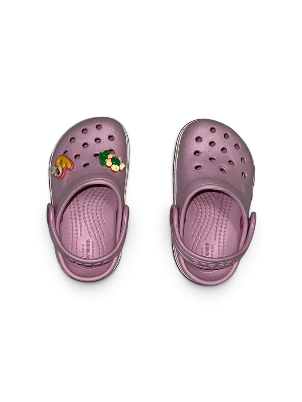 Pink Crocs Shoes Size 6C Kids With 2 Crocs Charms / Jibbitz Footwear Slippers